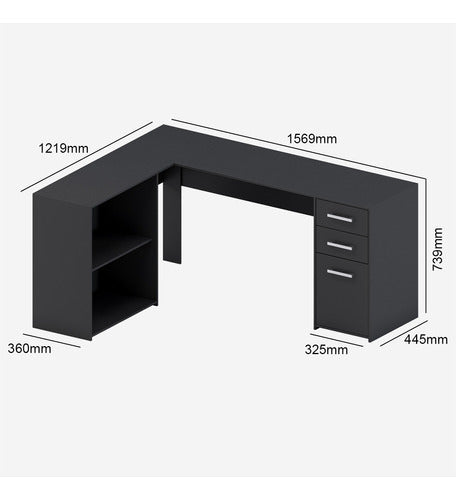 Escrivaninha Home Office Denver Luxo 2 Portas 3 Gavetas
