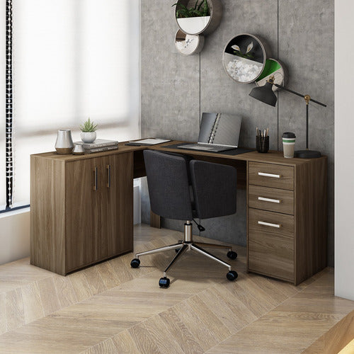 Escrivaninha Home Office Denver Luxo 2 Portas 3 Gavetas