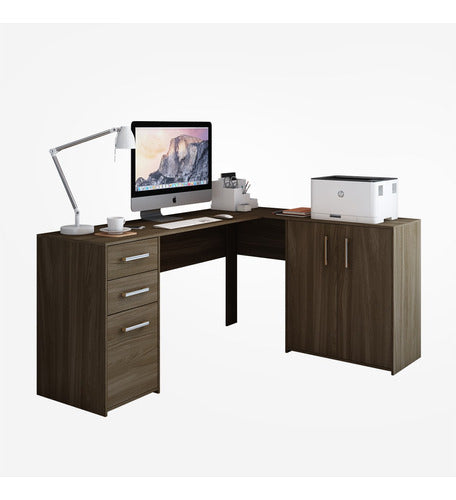 Escrivaninha Home Office Denver Luxo 2 Portas 3 Gavetas