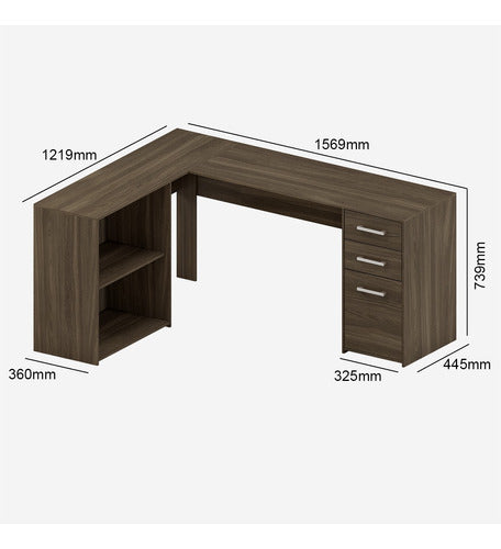 Escrivaninha Home Office Denver Luxo 2 Portas 3 Gavetas