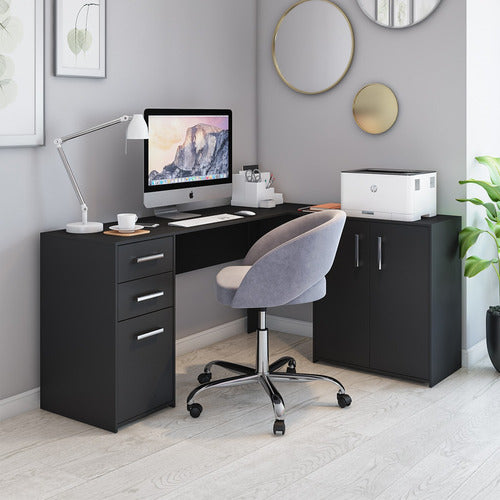 Escrivaninha Home Office Denver Luxo 2 Portas 3 Gavetas