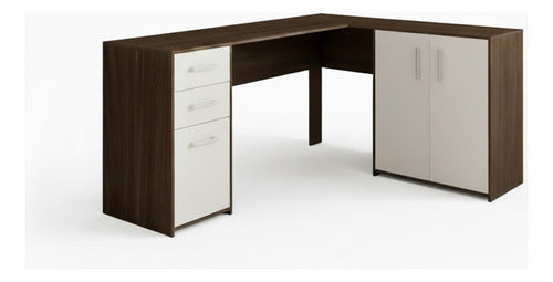 Escrivaninha Home Office Denver Luxo 2 Portas 3 Gavetas