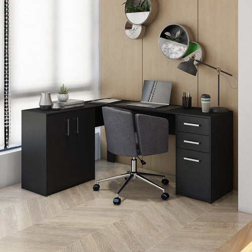 Escrivaninha Home Office Denver Luxo 2 Portas 3 Gavetas