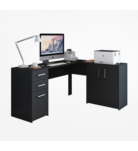Escrivaninha Home Office Denver Luxo 2 Portas 3 Gavetas