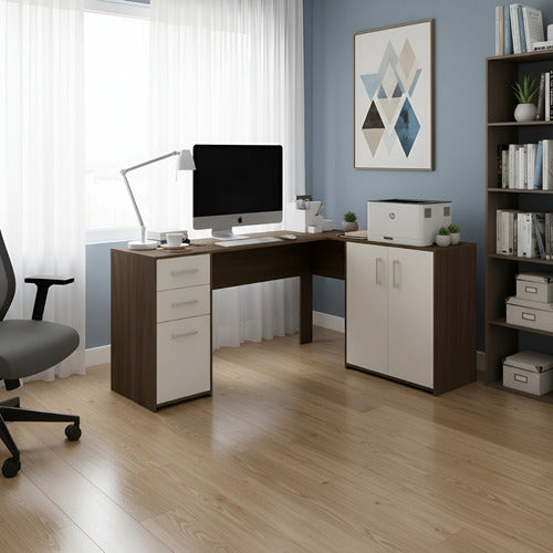 Escrivaninha Home Office Denver Luxo 2 Portas 3 Gavetas