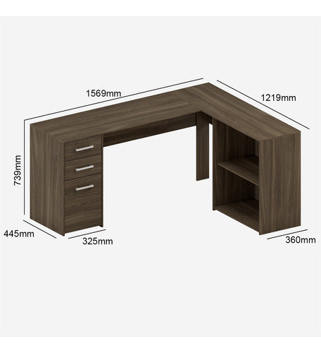 Escrivaninha Home Office Denver Luxo 2 Portas 3 Gavetas