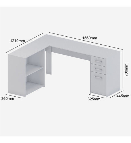 Escrivaninha Home Office Denver Luxo 2 Portas 3 Gavetas