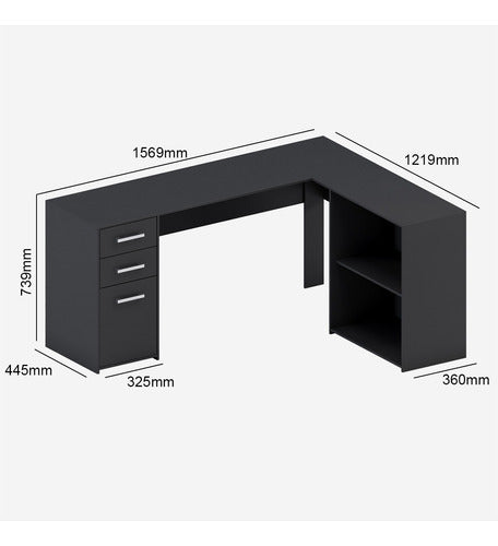 Escrivaninha Home Office Denver Luxo 2 Portas 3 Gavetas