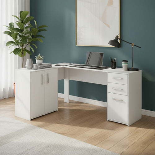Escrivaninha Home Office Denver Luxo 2 Portas 3 Gavetas