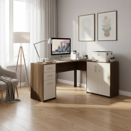 Escrivaninha Home Office Denver Luxo 2 Portas 3 Gavetas