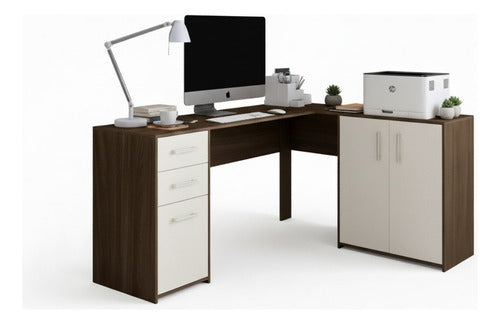 Escrivaninha Home Office Denver Luxo 2 Portas 3 Gavetas